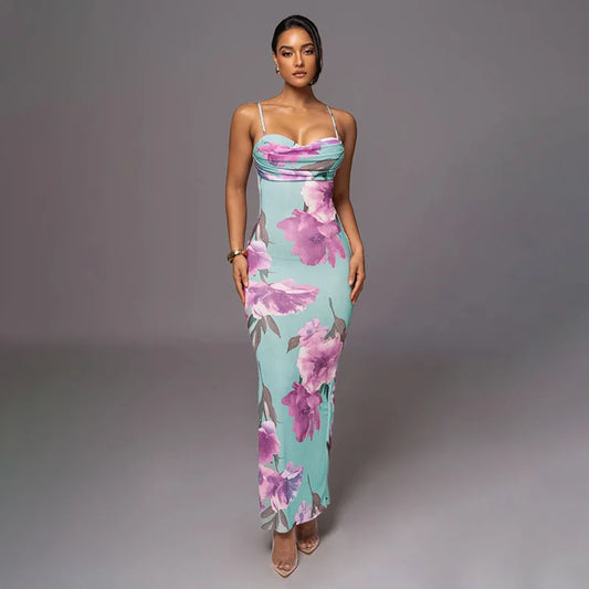 Effortless Summer Glamour: Printed Maxi Slipdress for Warm Weather
