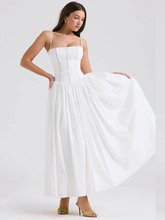 Timeless Chic: White A-Line Midi Dress